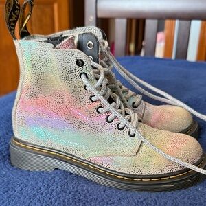 Iridescent Kids Dr Marten Lace-up Ankle Boots